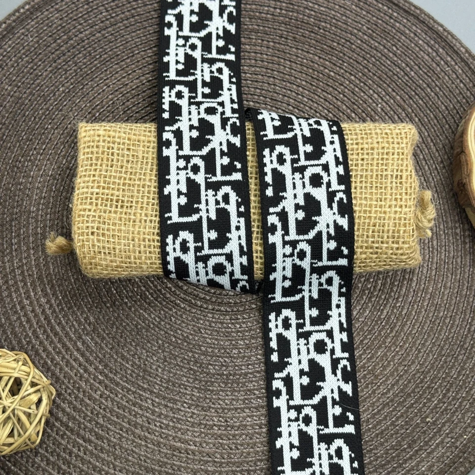 Лампас трикотажный Дарья 4 см (1 м), чорний+білий