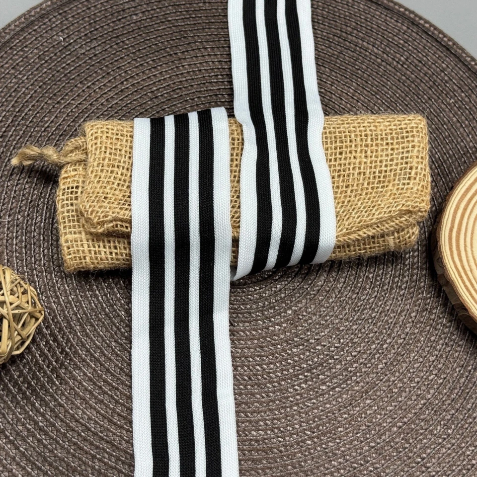 Лампас трикотажный Спорт 4 см (1 м), білий+чорний 7