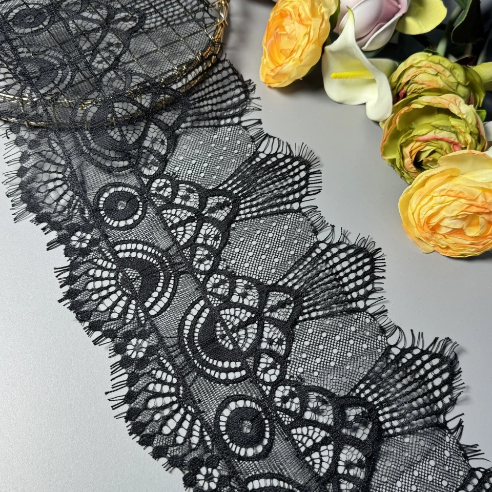 Французское кружево «Утренний блеск» 19 см. (купон 3 м.), чорний