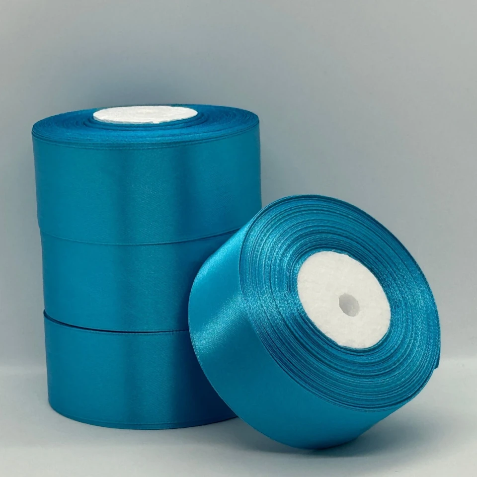 Атласна стрічка 4 см (33 м.), 20 синій бірюза
