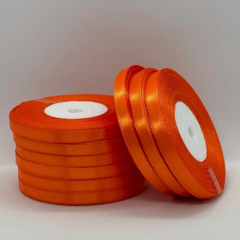 Атласна стрічка 0.6 см (33 м.), 144 сигнально-помаранчевий