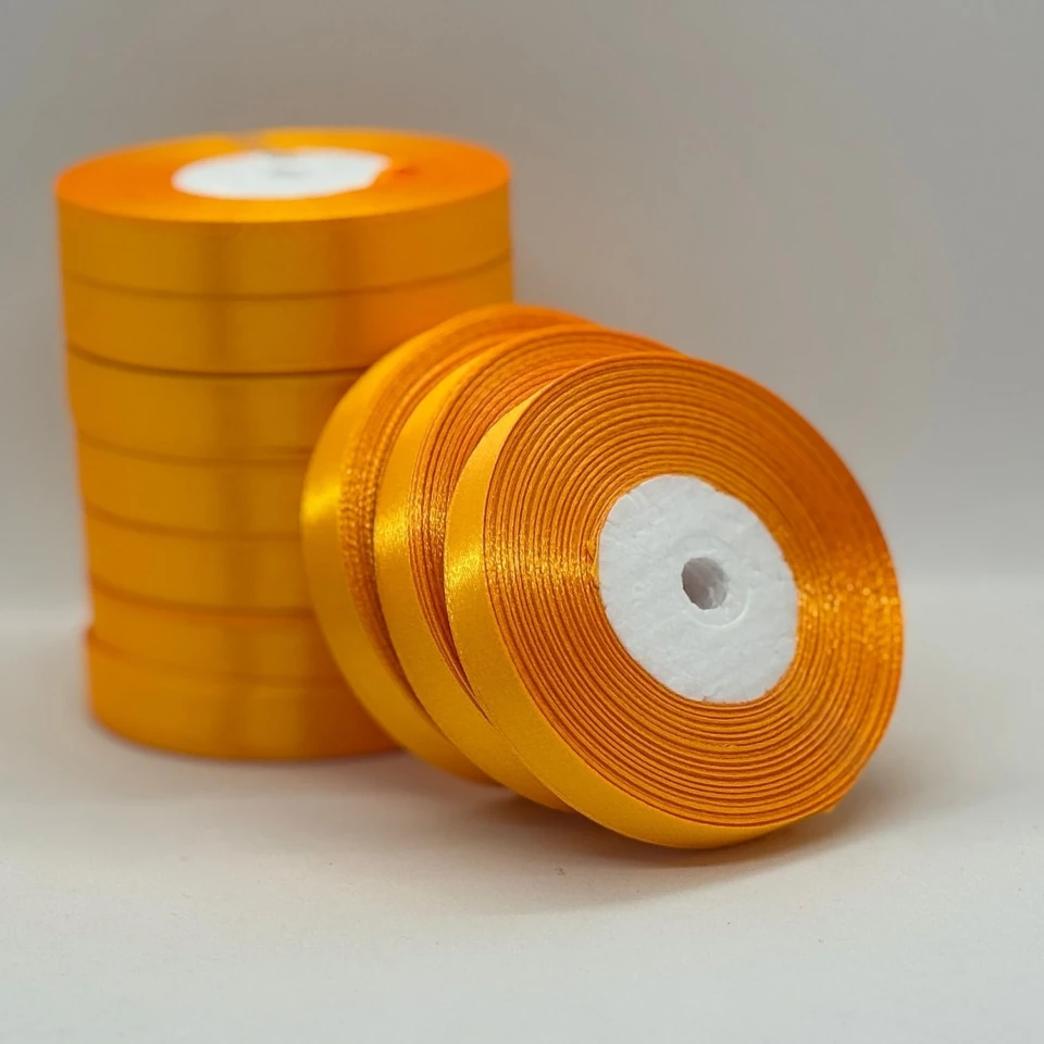 Атласная лента 1.2 см (33 м.), 17 жовтий янтарний