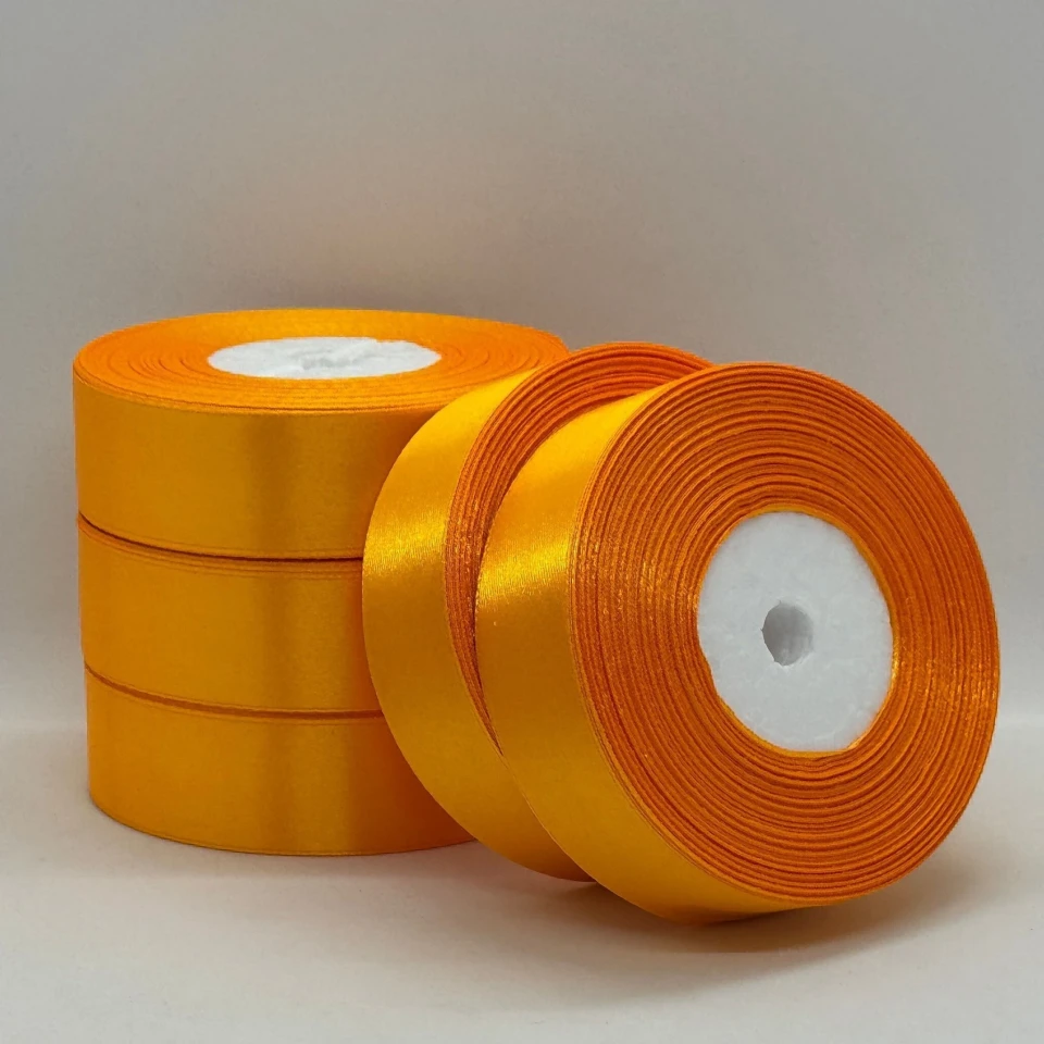 Атласная лента 2,5 см (33 м.), 17 жовтий янтарний