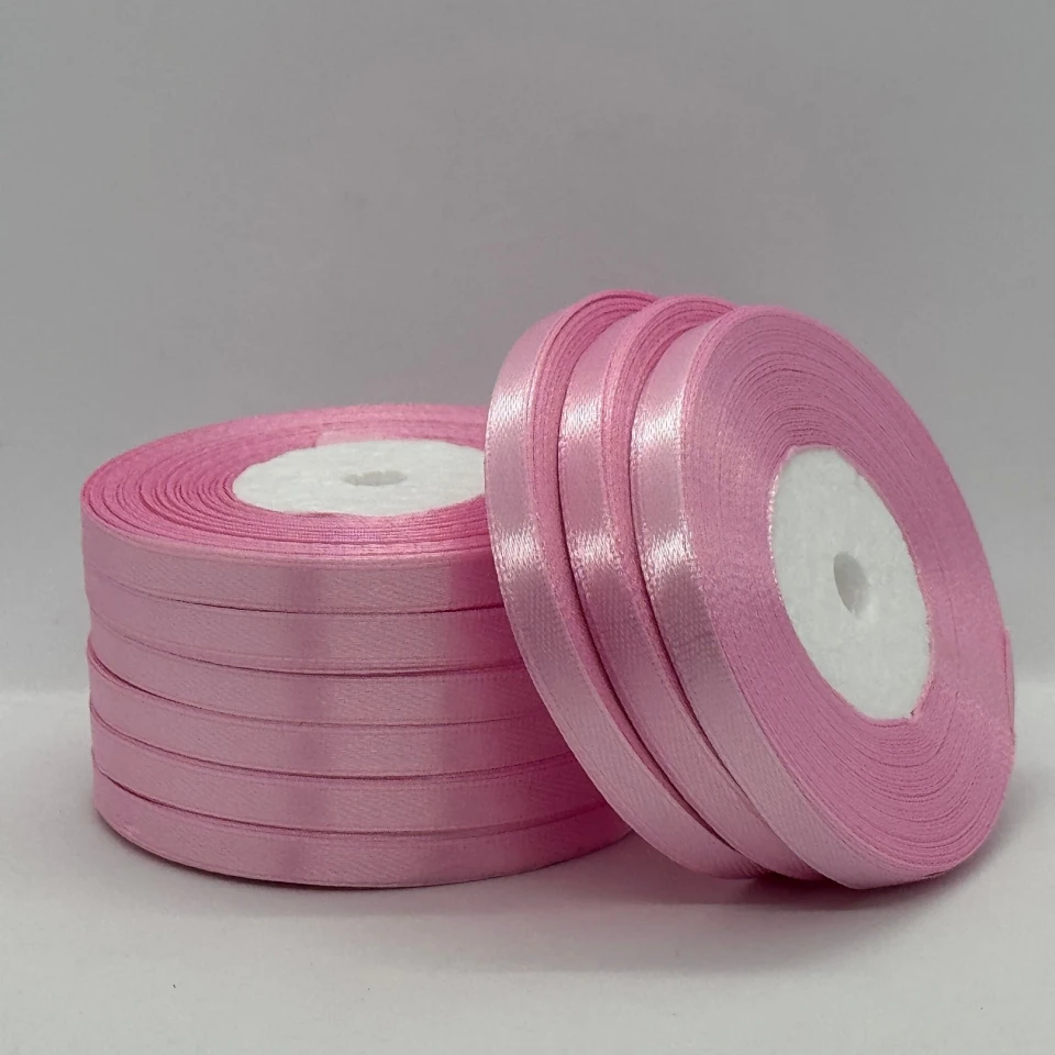 Атласная лента 0.6 см (33 м.), 93 світло рожевий