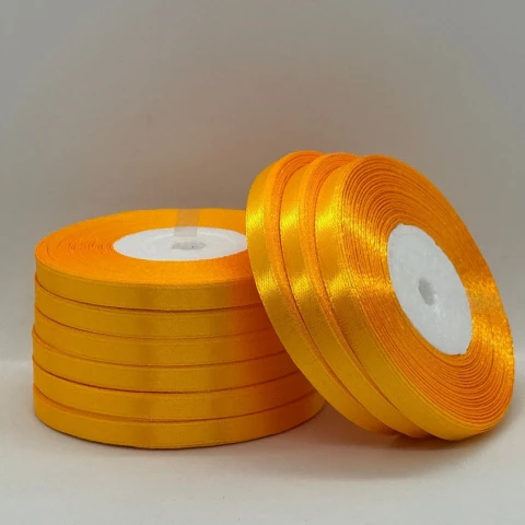 Атласна стрічка 0.6 см (33 м.), 16 темний жовтий