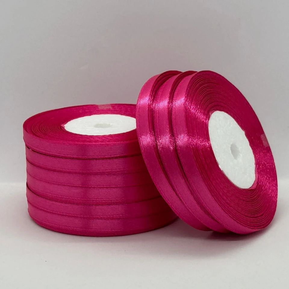 Атласна стрічка 0.6 см (33 м.), 130 горячо-рожевий