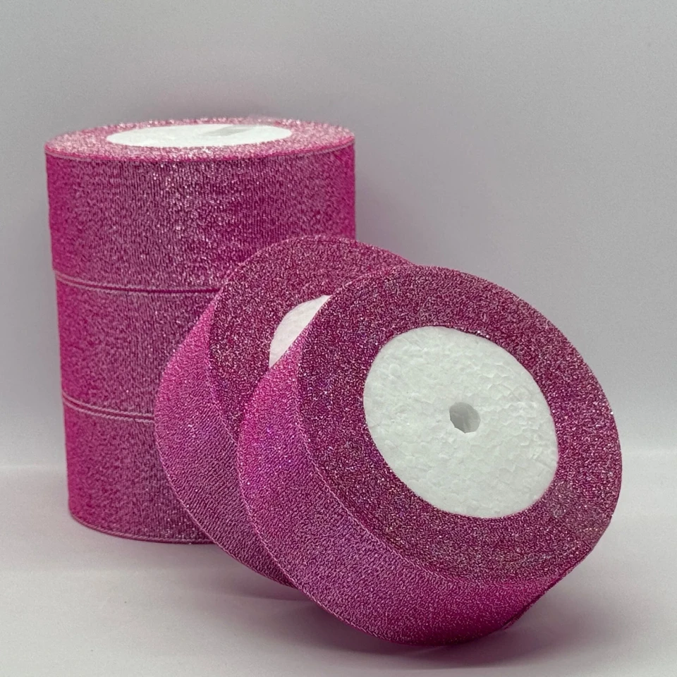 Лента парчевая 4 см (25 ярдов/22,75 м.), 34 ліловий + срібло