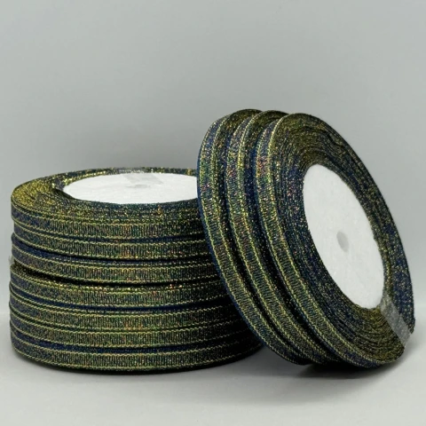 Лента парчовая 0,6 см (25 ярдов/22,75 м.), 40 сосновий + золото