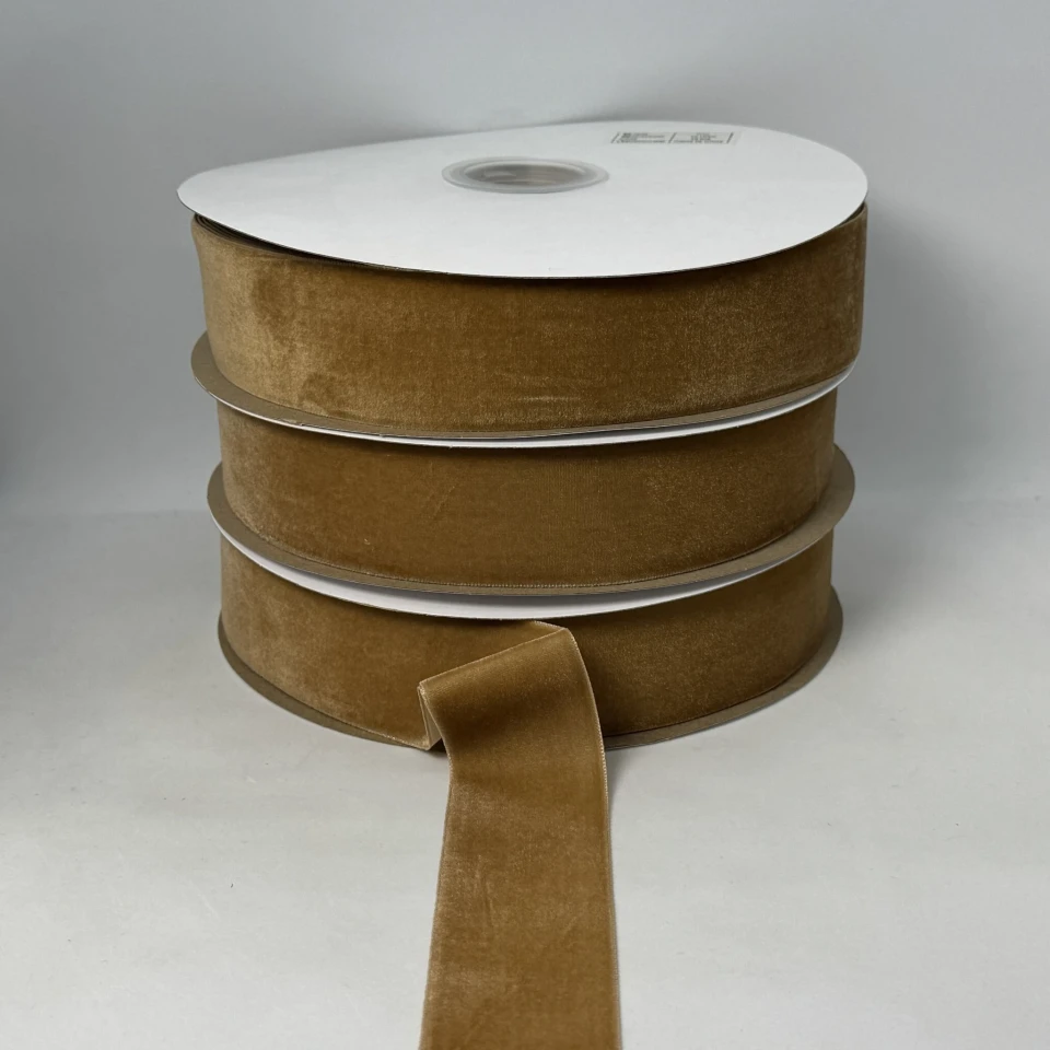 Бархатная лента 3.8 см (25 ярдов/22,75 м.), 07 темний бежевий