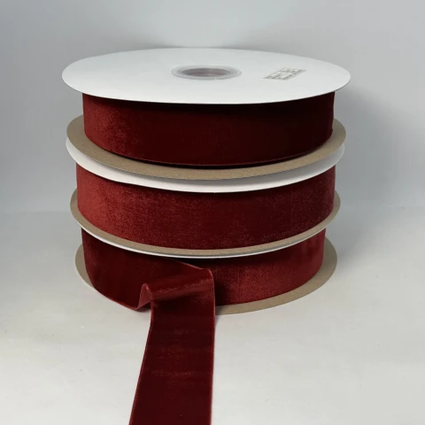 Оксамитова стрічка 3.8 см (25 ярдів/22,75 м.), 95 темний бордовий