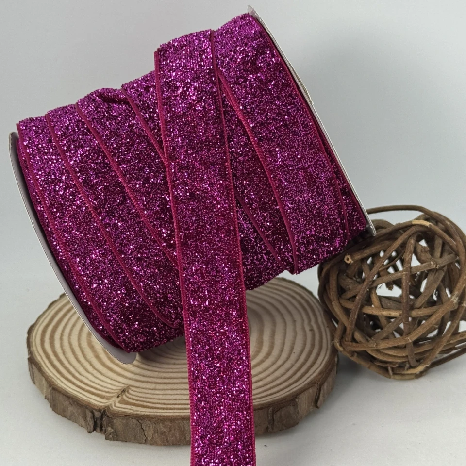 Бархатная лента люрекс 2 см (25 ярдов/22,75 м.), 23 малиновий