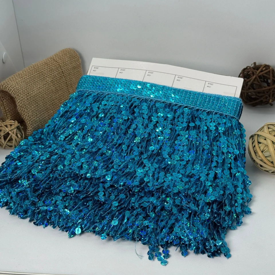 Бахрома танцевальная с пайетками «Сердце танца» 16 см (9.1 метр), 10 бірюза