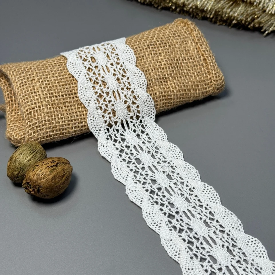 Мереживо макраме "Мелодія шовку" 5,5 см (1м.), білий