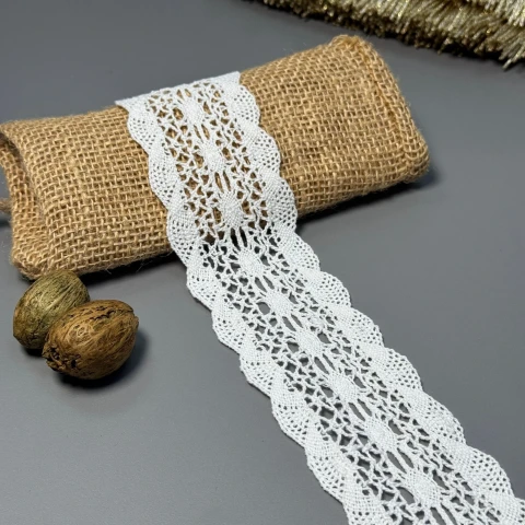 Мереживо макраме "Мелодія шовку" 5,5 см (1м.), білий