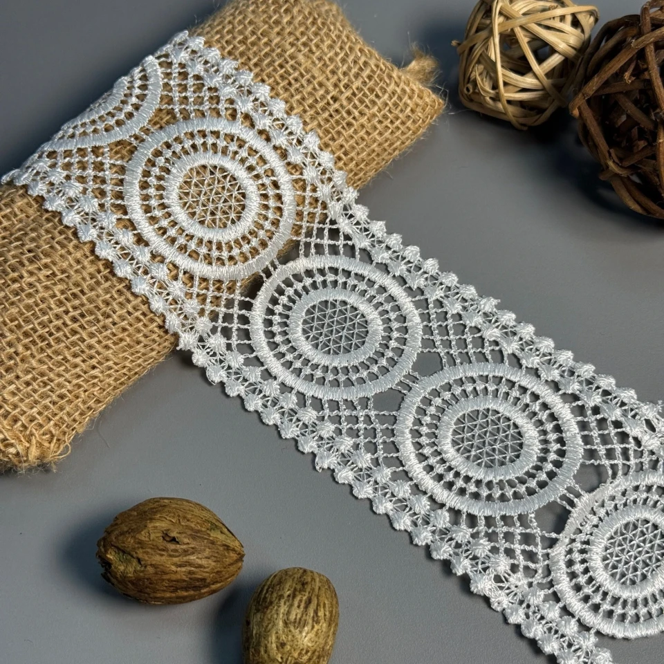 Кружево полиэстер "Нежная жемчужина" 7 см.(1 м.), молочний