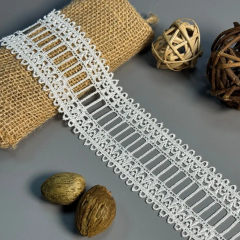 Кружево полиэстер "Тонкая вуаль" 5,5 см.(1 м.), молочний