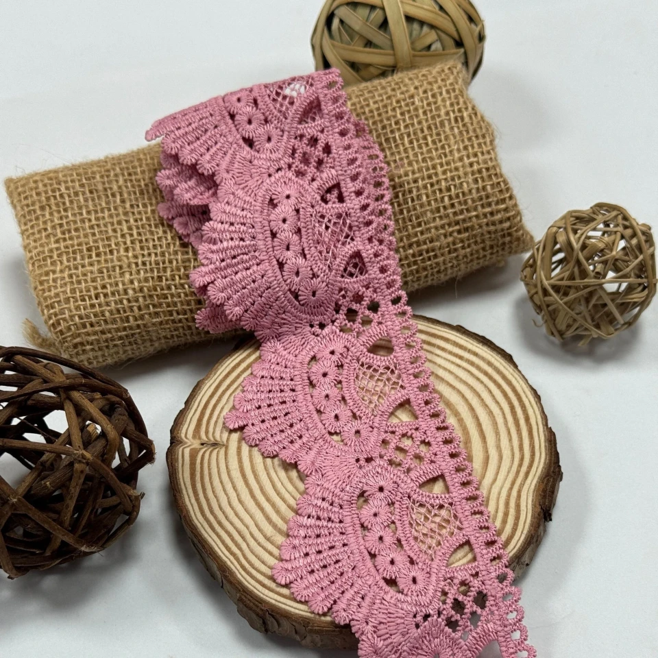 Кружево полиэстер "Шелковая феерия" 6 см. (1 м.), темний рожевий