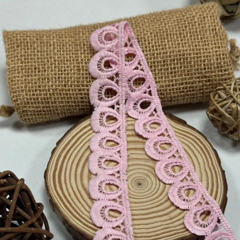 Кружево полиэстер "Нежное сияние" 2,5 см. (1 м.), рожевий