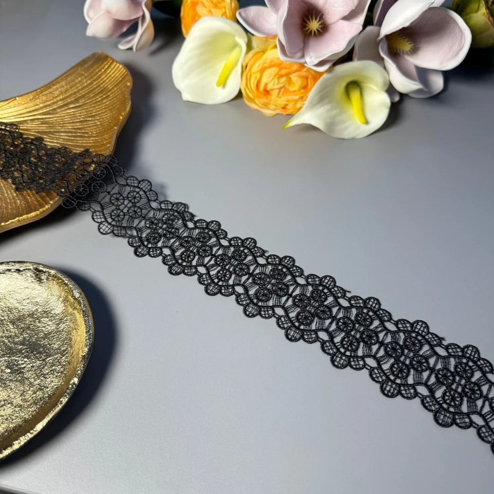 Кружево полиэстер ВВ"Белое мерцание" 5 см.(1 м.), чорний
